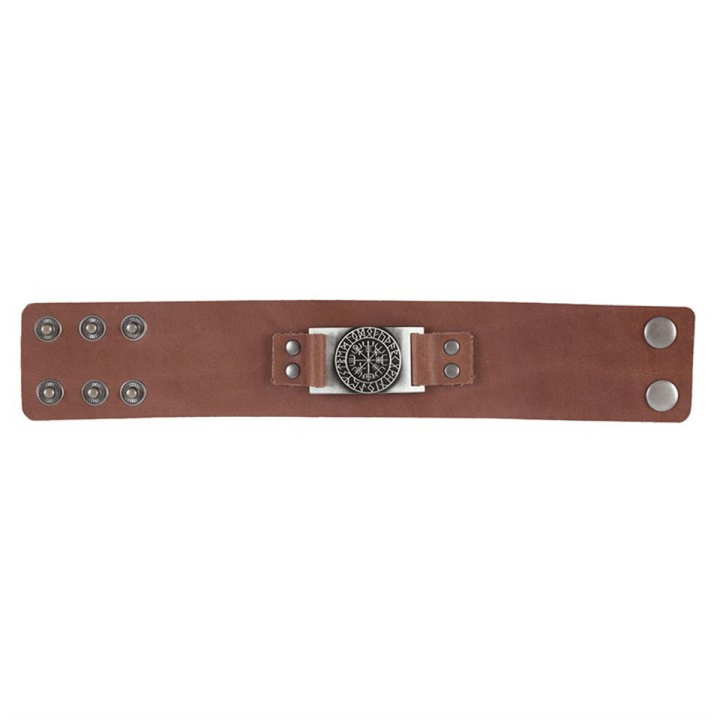 Viking Compass Leather Cuff Bracelet