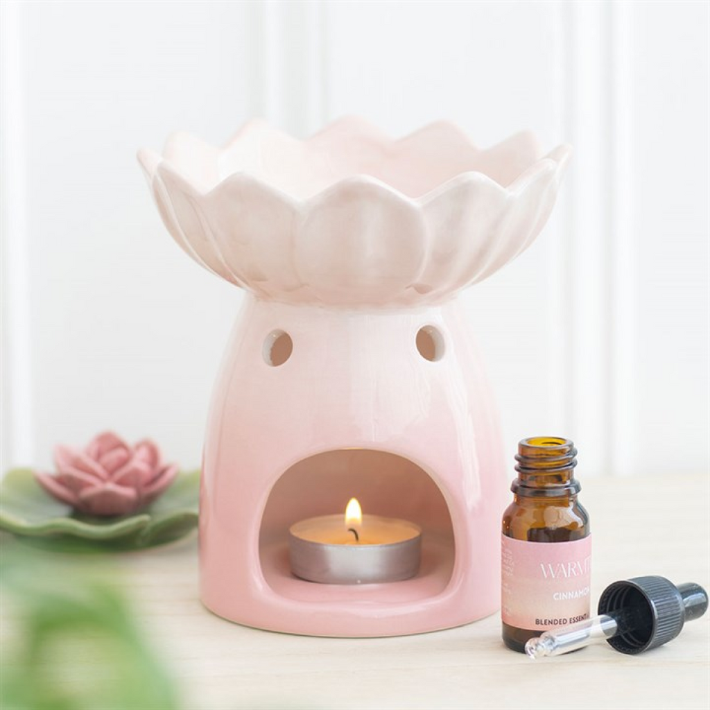 Pink Water Lily Ceramic Oil Burner and Wax Warmer (12/24)